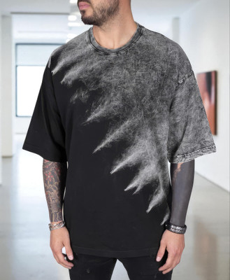 BEEFITS Printed Men Round Neck Black T-Shirt