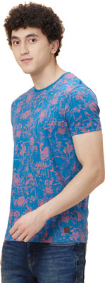 BEING HUMAN Printed Men Crew Neck Dark Blue T-Shirt
