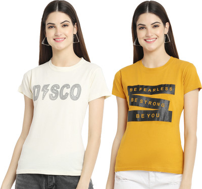 Tromko Typography Women Round Neck Multicolor T-Shirt