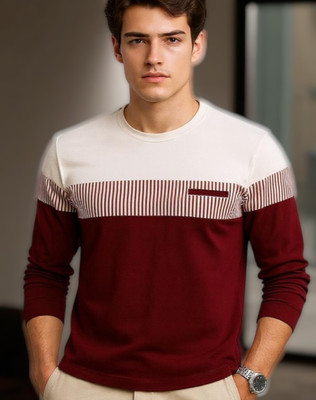 Bolderift Printed Men Round Neck Maroon T-Shirt