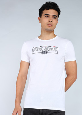 Pepe Jeans Graphic Print Men Round Neck White T-Shirt