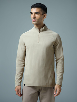 TECHNOSPORT Solid Men Polo Neck Beige T-Shirt