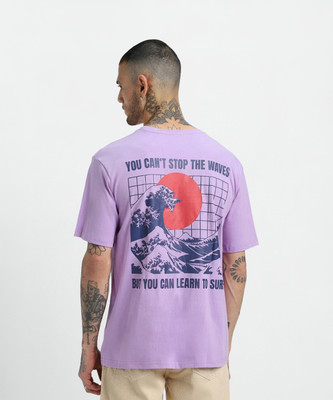 Veirdo Printed, Typography Men Round Neck Purple T-Shirt