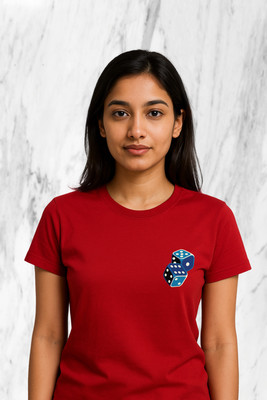 Buddy Collection Printed Women Round Neck Red T-Shirt