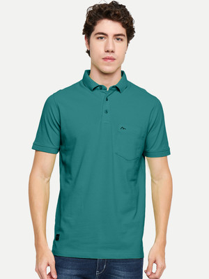 Mudo Solid Men Polo Neck Light Green T-Shirt