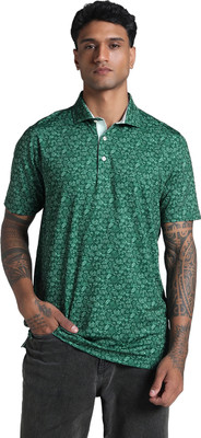 PUMA Printed Men Polo Neck Green T-Shirt