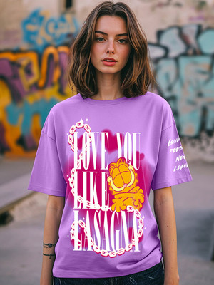 BEWAKOOF Graphic Print Women Round Neck Purple T-Shirt