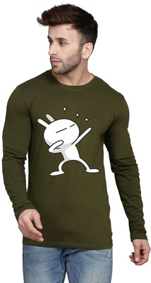 SLOWLORIS Printed Men Round Neck Dark Green T-Shirt