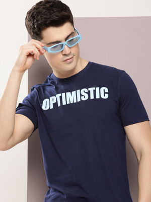 Kook N Keech Typography Men Round Neck Blue T-Shirt