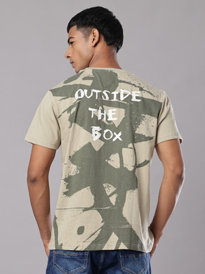 V-MART Printed Men Round Neck Light Green T-Shirt