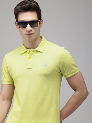 U.S. POLO ASSN. Solid Men Polo Neck Yellow T-Shirt