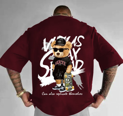 LGR FASHION Printed Men Round Neck Maroon T-Shirt