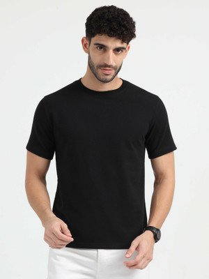 Caslay Solid Men Round Neck Black T-Shirt