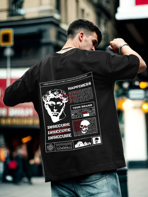 HouseOfCommon Printed Men Round Neck Black T-Shirt