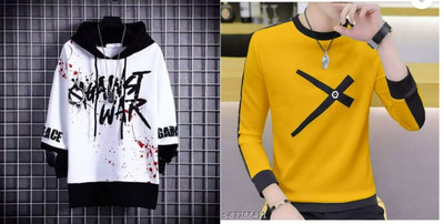 Stelino Printed Men Round Neck White, Yellow T-Shirt