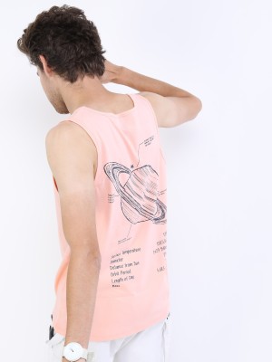 HIGHLANDER Printed Men Round Neck Pink T-Shirt