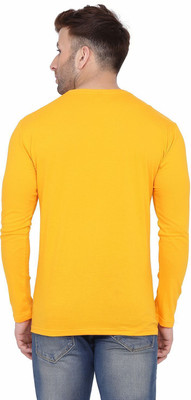 tfurnish Printed Men V Neck Yellow T-Shirt