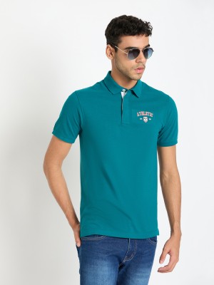 Club York Solid Men Polo Neck Blue T-Shirt