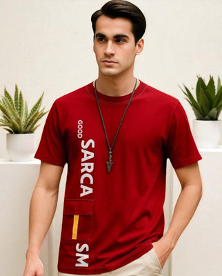 Teezler Printed Men Round Neck Red T-Shirt