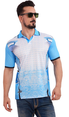 FABWAX Printed Men Polo Neck Multicolor T-Shirt