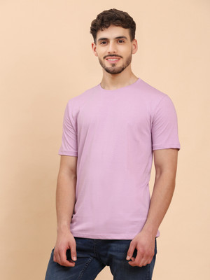 METRONAUT Solid Men Round Neck Pink T-Shirt