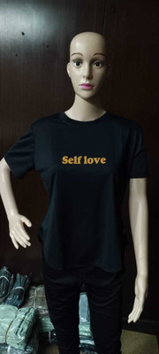 MYo2 Solid Women Round Neck Reversible Black T-Shirt