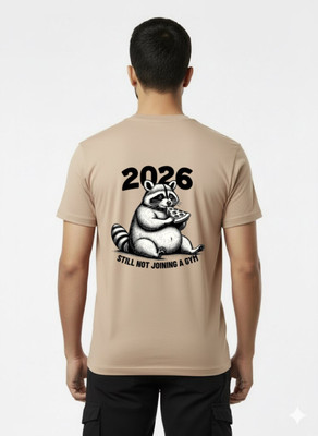 selay Printed Men Round Neck Beige T-Shirt