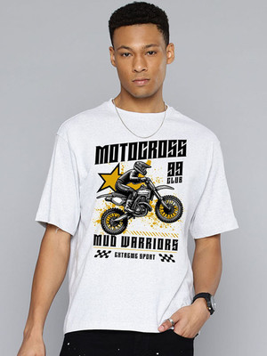 R.Code by The Roadster Life Co. Graphic Print Men Round Neck White T-Shirt