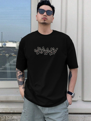parthcreation Printed Men Round Neck Black T-Shirt