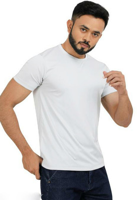 priyanshi creation Solid Men Round Neck White T-Shirt