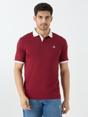 SUPER LOOPER Solid Men Round Neck Maroon T-Shirt