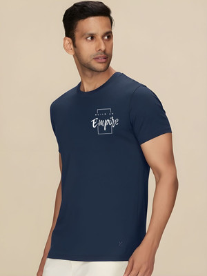 SZN Graphic Print Men Round Neck Dark Blue T-Shirt