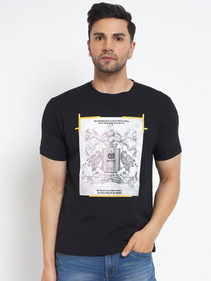 DUKE Printed, Typography Men Round Neck Black T-Shirt