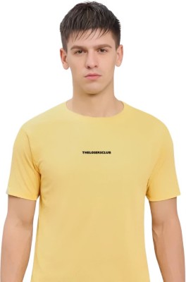 THELOSERSCLUB Solid Men Round Neck Yellow T-Shirt