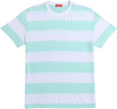 Arvind Garments Striped Men Round Neck Green, White T-Shirt
