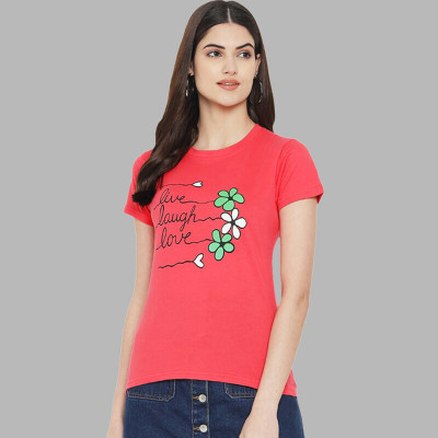 METRONAUT Typography Women Round Neck Pink T-Shirt
