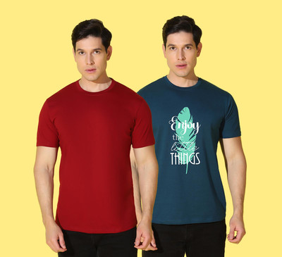 WOOSTRO Typography Men Round Neck Multicolor T-Shirt