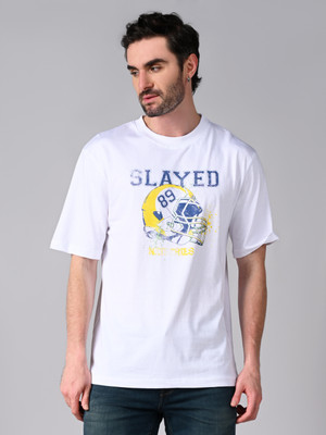 KILLER Printed Men Crew Neck White T-Shirt