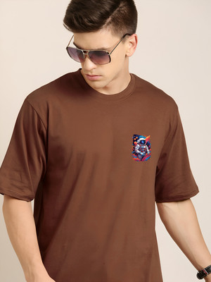 Jack Paris Printed Men Round Neck Brown T-Shirt
