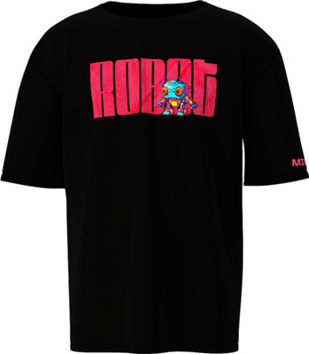 Hello Swanky Printed Men Round Neck Black T-Shirt