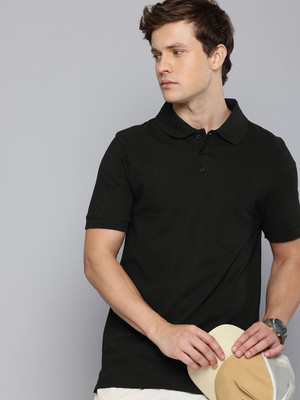 R.Code by The Roadster Life Co. Solid Men Round Neck Black T-Shirt