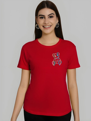 SZN Graphic Print Women Round Neck Red T-Shirt