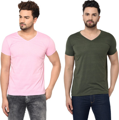 Adorbs Trend Solid Men V Neck Multicolor T-Shirt