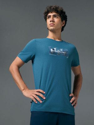 TECHNOSPORT Graphic Print Men Round Neck Blue T-Shirt