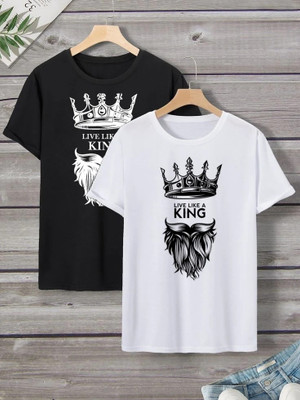 V DAS Printed Men Round Neck Multicolor T-Shirt
