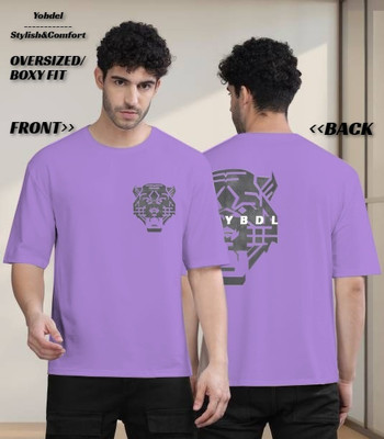Yobdel Printed, Typography Men Round Neck Purple T-Shirt