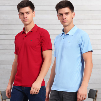 HEMLOCK Solid Men Polo Neck Multicolor T-Shirt