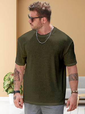 Madfrog Solid Men Round Neck Green T-Shirt