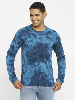 BASICS Tie & Dye Men Crew Neck Blue T-Shirt