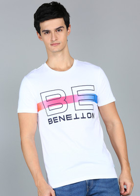 United Colors of Benetton Printed Men Round Neck White T-Shirt